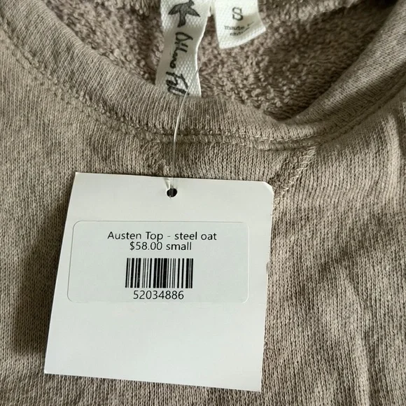 Others Follow Taupe Cold-Shoulder Sweater with Sequin Side Panels - Picture 3 of 7